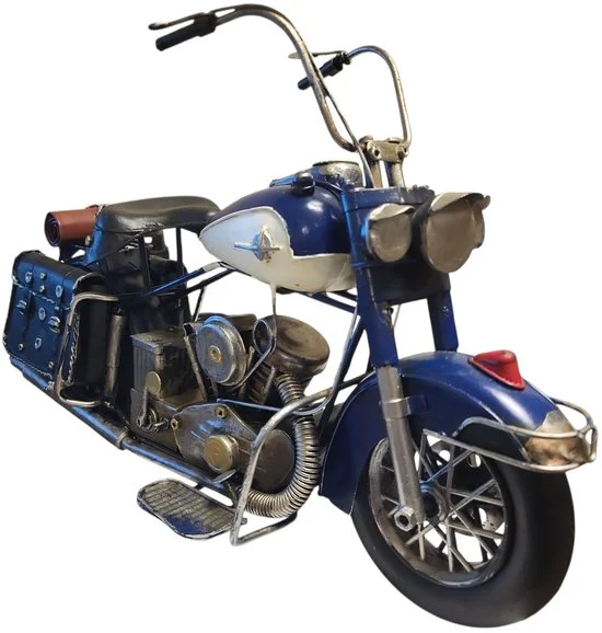 Blikken motormodel Harley Davidson-stijl blauw — MadDeco 41 cm