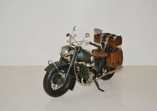 Blikken BMW R75 legermotor vintage legergroen miniatuur 30 cm