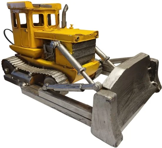 MadDeco blikken bulldozer decoratiemodel metaal geel 26x13x15 cm