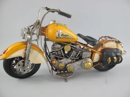 Decoratief motormodel Indian motorcycle geel/creme metaal 40 cm