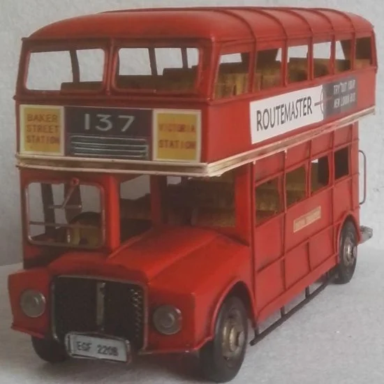 Blikken Londense Routemaster dubbeldekker rood — MadDeco 32 cm