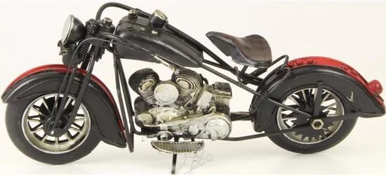 Blikken lowrider motor decoratiemodel — MadDeco zwart-rood 27,5 cm