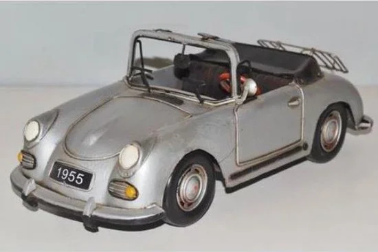 Blikken Porsche 356 Speedster 1955 grijs handgemaakt — MadDeco metaal 31 cm