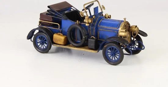MadDeco vintage blikken Ford T jaren 20 blauw-goud metaal 27 cm