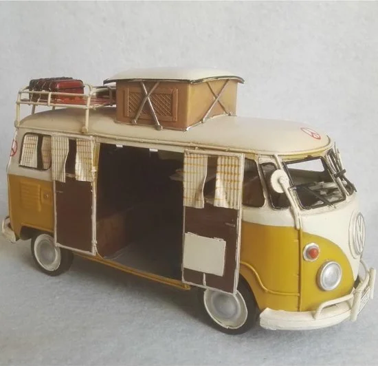 VW T1 camperbus blikken model geel-wit MadDeco officieel 25 cm